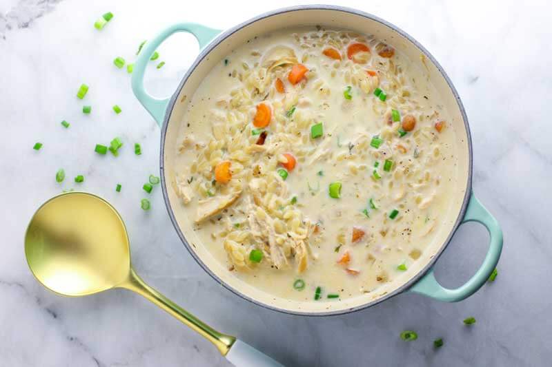 Creamy Chicken Orzo Soup: This soup is an easy and flavorful take on the classic chicken noodle soup! It's sure to be a new family favorite!