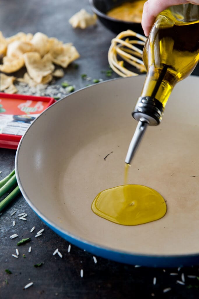 Making mexican rice skillet