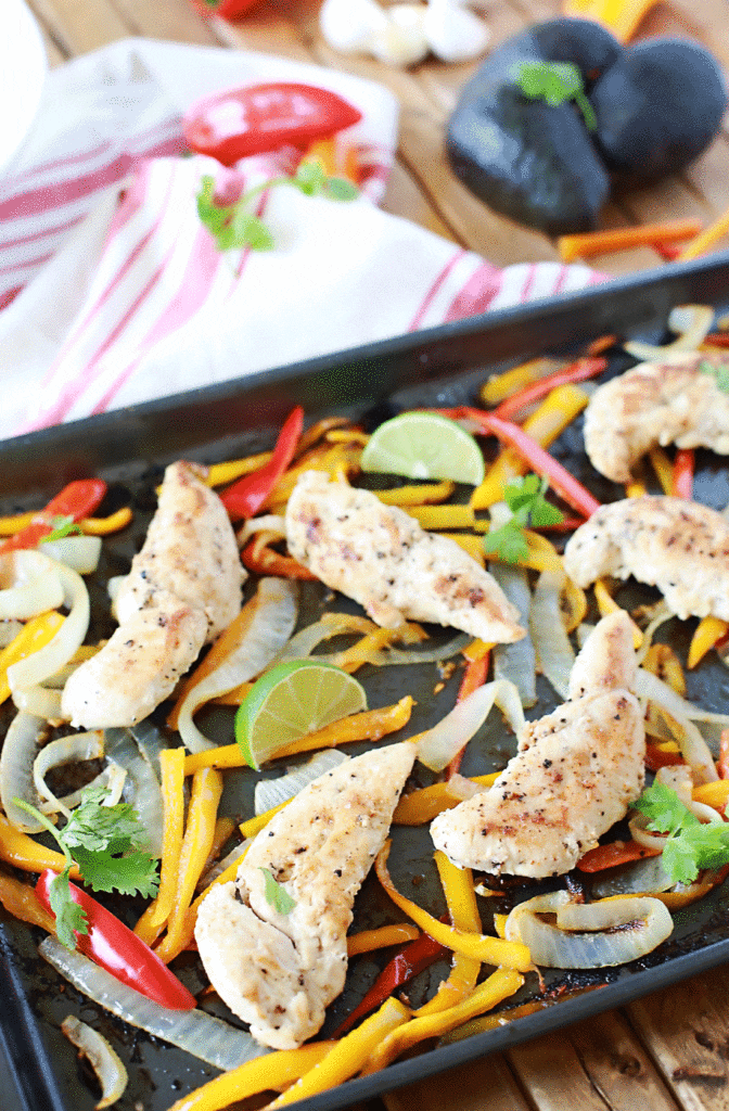 Making a sheet pan chicken and avocado bowl