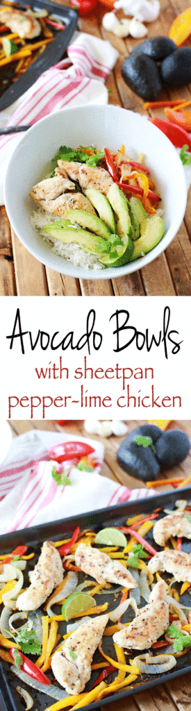 Healthy. delicious, baked. Uh yes please! Baked chicken and avocado bowls. 