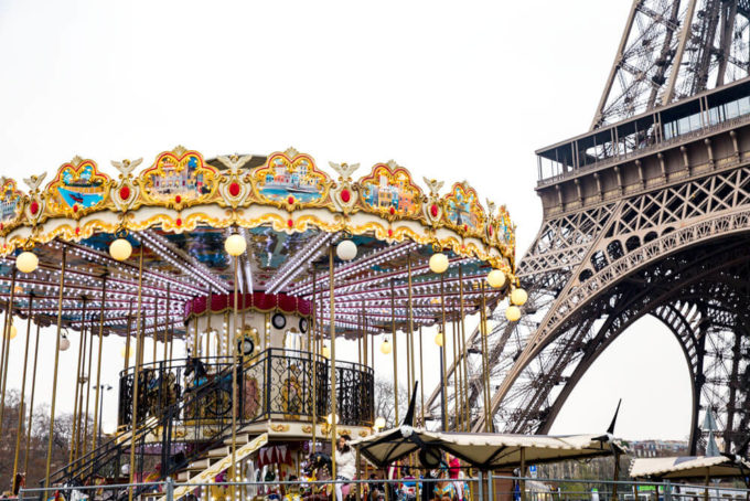 The carousel at the Eiffel Tower in paris