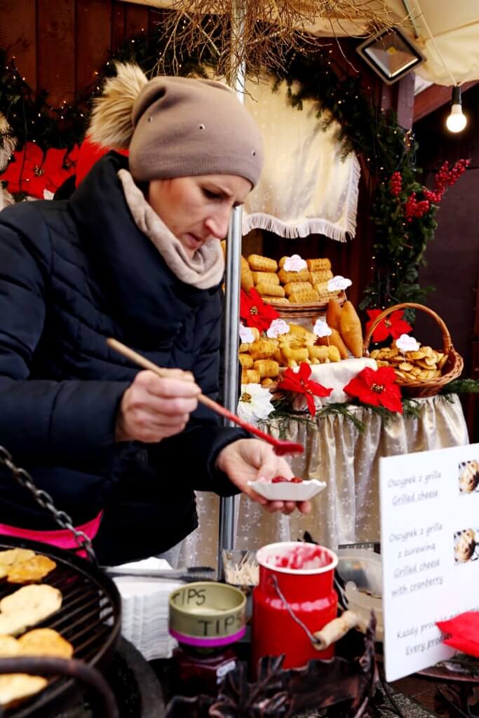 The grilled pieces of cheese at the Polish Christmas markets