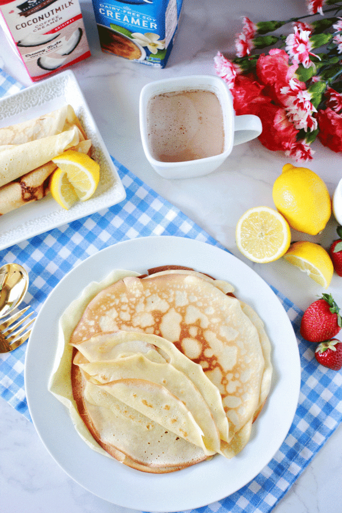 Making dairy free coconut crepes