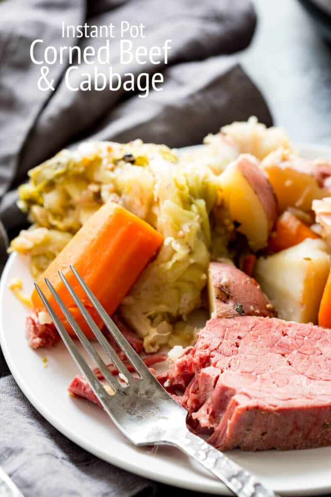 Corned Beef, a tender, flavorful, and totally fun recipe for Corned Beef and Cabbage, cooked in an instant pot, or slow cooker. You only need about 5 minutes prep time to get everything ready for a delicious Irish meal of Corn Beef and Cabbage.