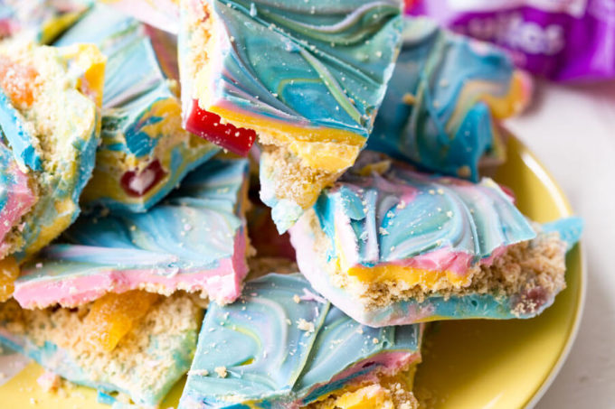 Easter Bark is a fun treat with chocolate and candy