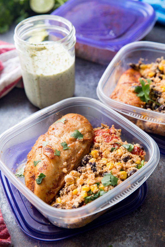 Fiesta Chicken Meal Prep Bowls with Cauliflower Mexican Rice Easy