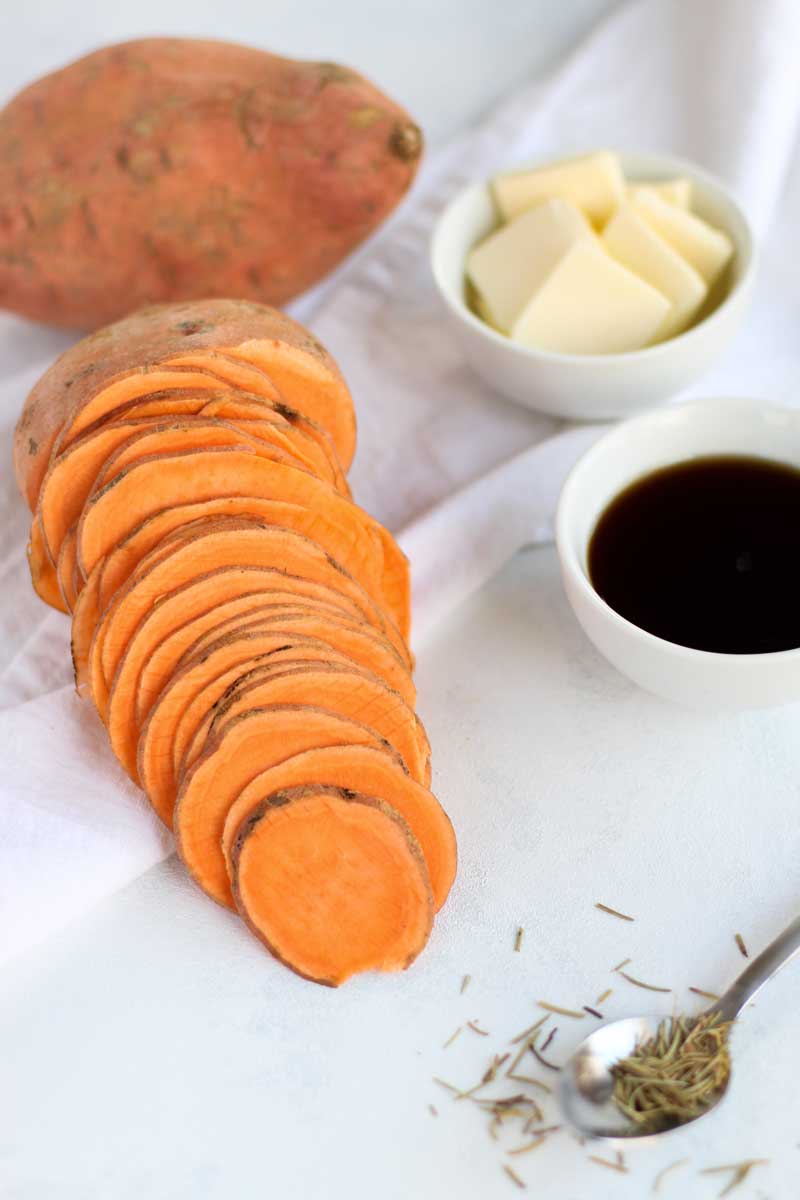 Scalloped Sweet Potatoes with Maple Butter