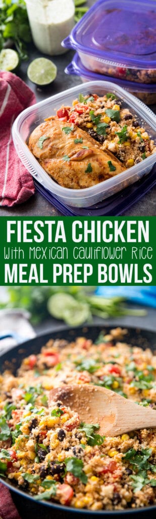 Fiesta Chicken with Cauliflower rice meal prep is easy, healthy. and delicious