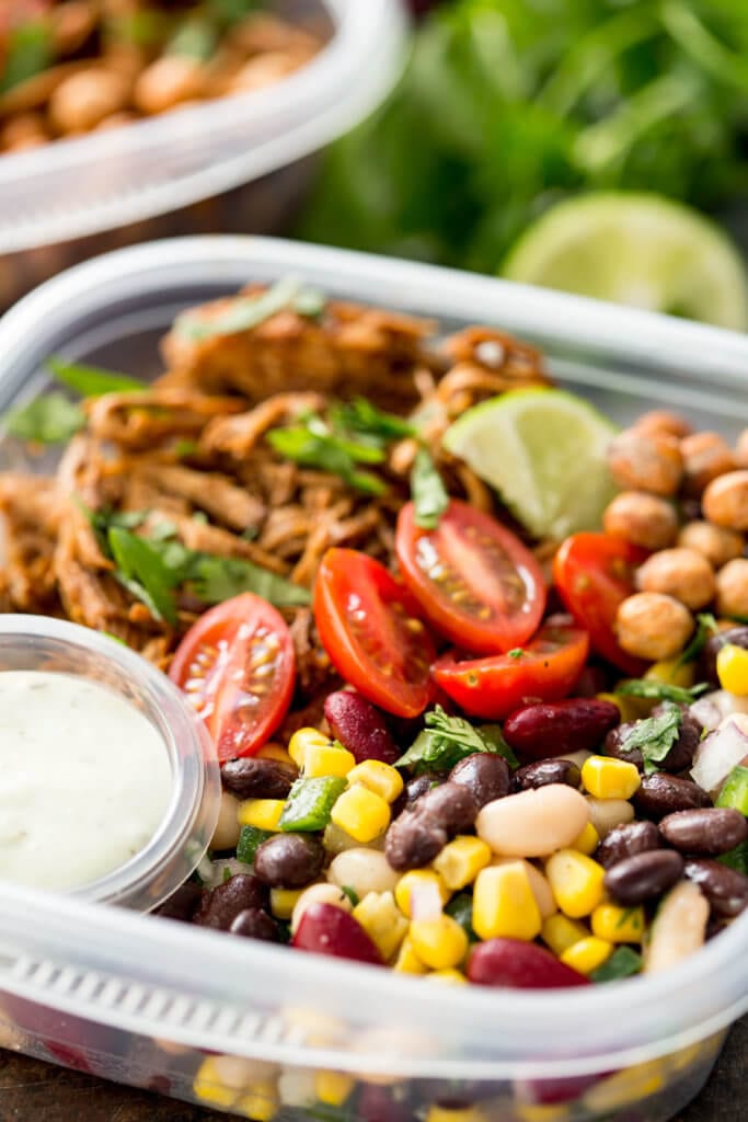 Meal prep pulled pork protein bowl