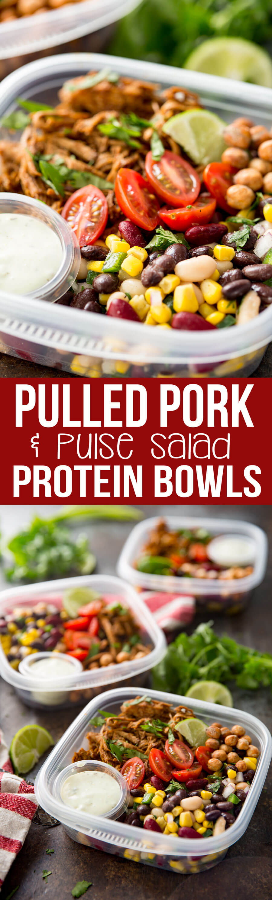 Pulled Pork Pulse Protein Bowl cooked in instant pot and easy to make meal prep