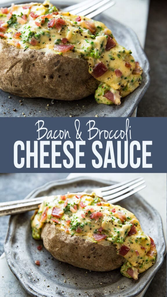 Bacon and Broccoli Cheese Sauce on Potatoes