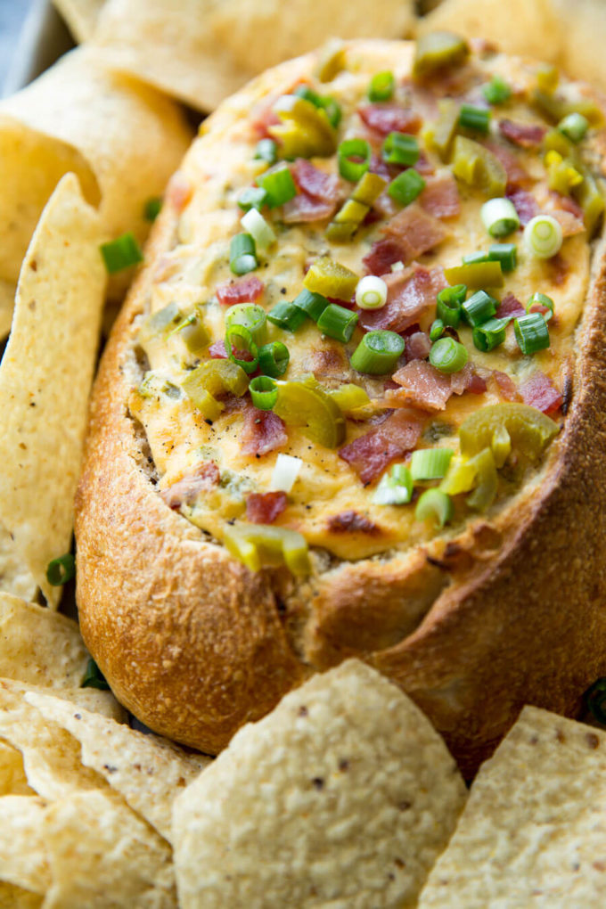 Cheddar bacon jalapeno bread boat