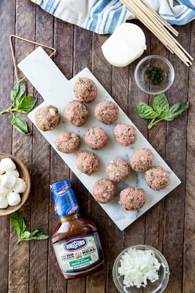 Hickory Smoked BBQ Meatballs with Mozzarella a fun skewer recipe that tastes oh so good