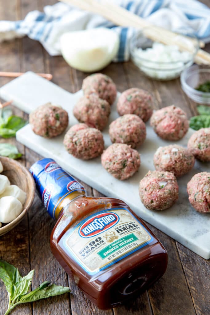 Hickory Smoked BBQ Meatballs with Mozzarella