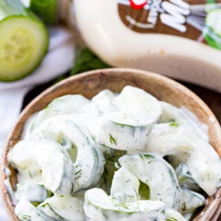 Creamy Cucumber Salad: The perfect side for a BBQ, this garden fresh cucumber salad is amazing.