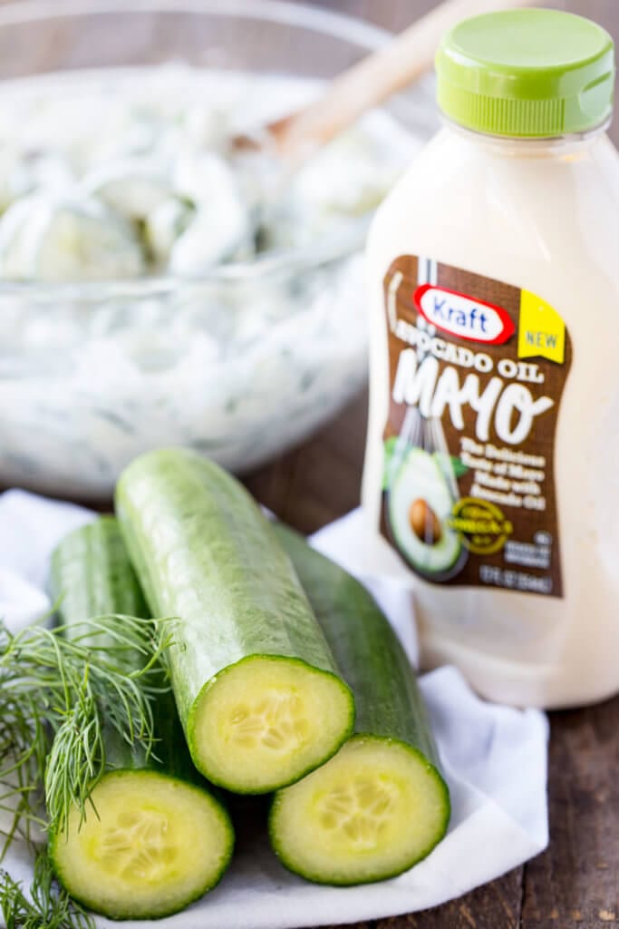 Everything you need to make Creamy Cucumber Salad: The perfect side for a BBQ, this garden fresh cucumber salad is amazing. 