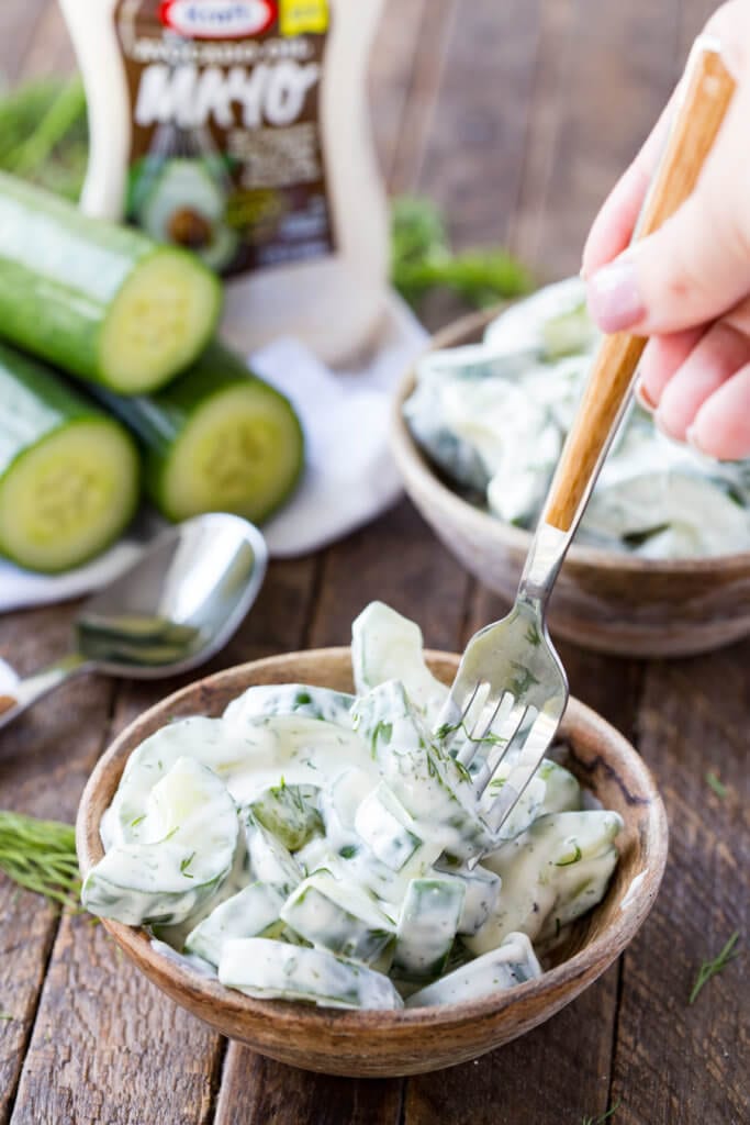 Creamy Cucumber Salad: The perfect side for a BBQ, this garden fresh cucumber salad is amazing. 