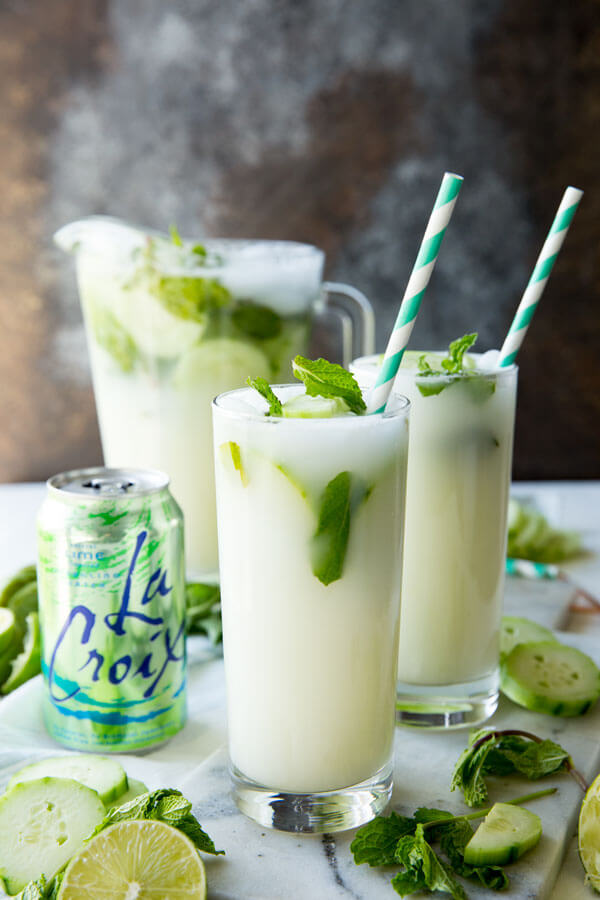 Cucumber Mint Mojito pitcher and glasses