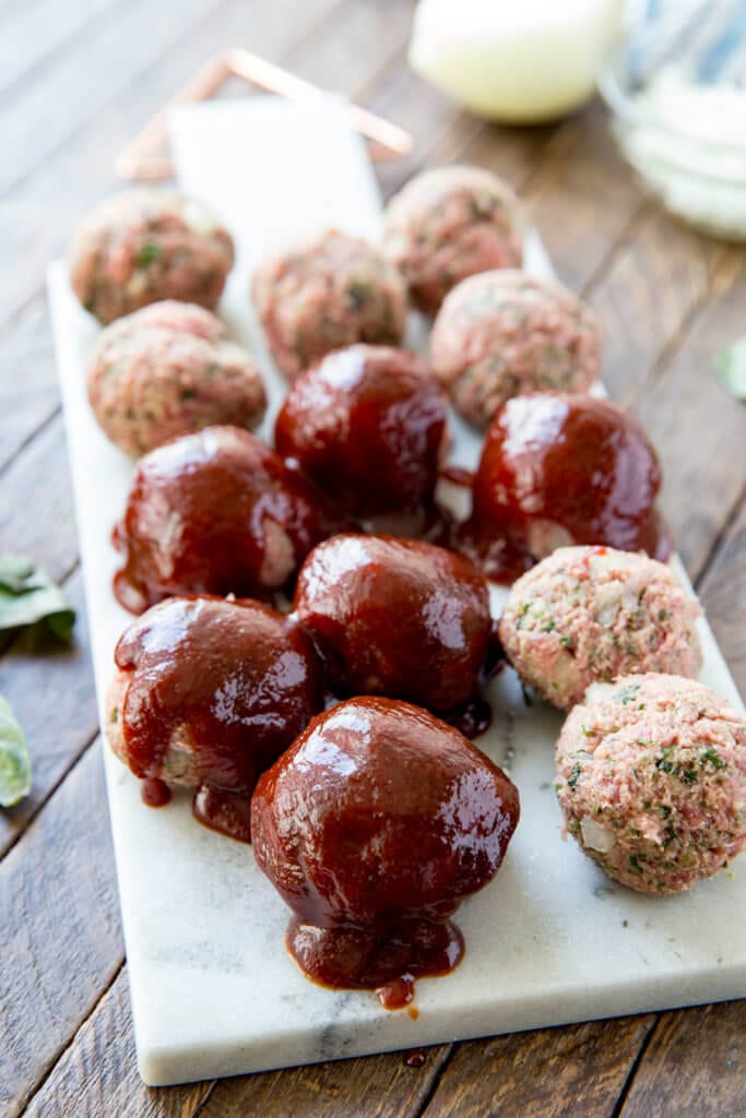 Hickory Smoked BBQ Meatballs with Mozzarella