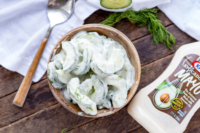 Creamy Cucumber Salad: The perfect side for a BBQ, this garden fresh cucumber salad is amazing. 