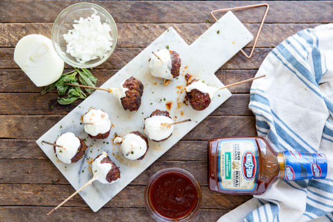 Hickory Smoked BBQ Meatballs with Mozzarella