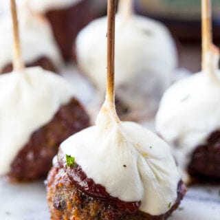 Hickory Smoked BBQ Meatballs with Mozzarella