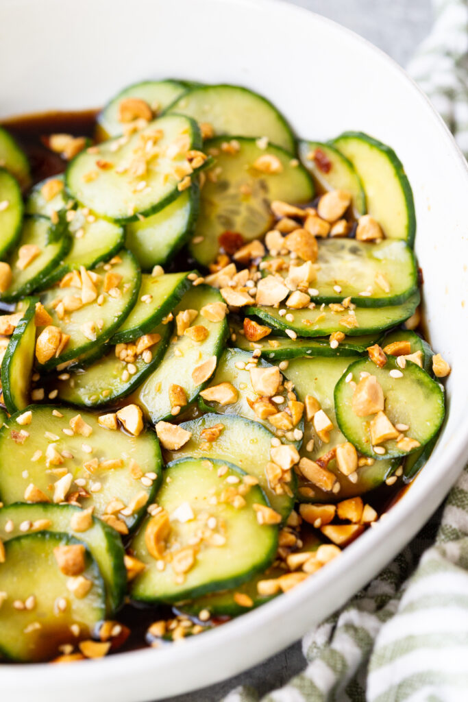 Asian Cucumber Salad- a crisp, fresh, cucumber salad with an asian inspired dressing.