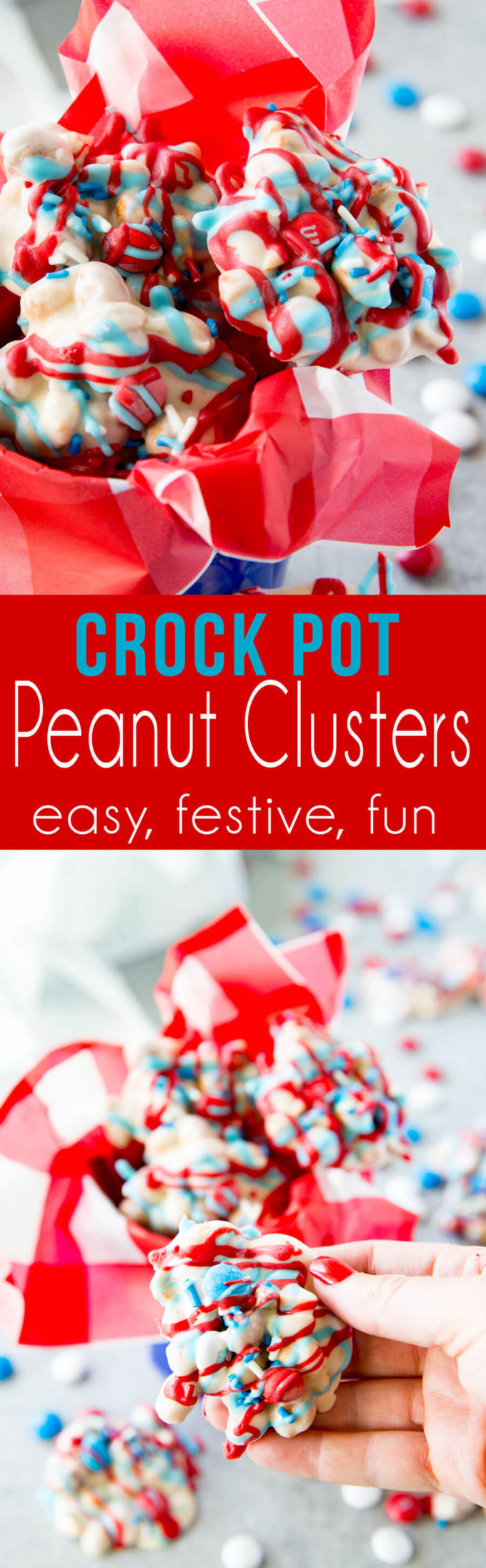 Crock Pot Candy: Peanut Clusters made festive