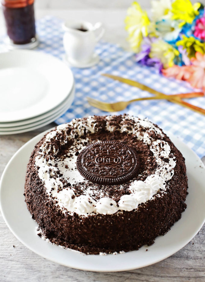 Chocolate Hazelnut Hot Fudge Sauce on ice cream cake