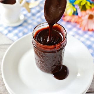 Chocolate Hazelnut Hot Fudge Sauce on ice cream cake