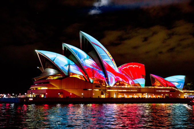 VIvid Sydney lights from our Harbour Cruise