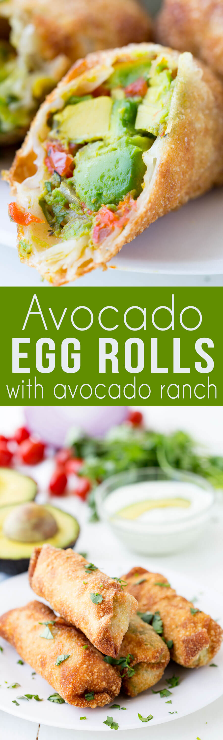 Avocado Egg Roll with creamy avocado ranch dipping sauce