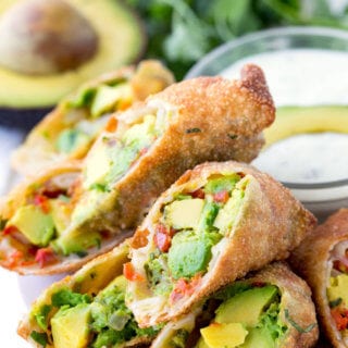 Avocado Egg Roll with creamy avocado ranch dipping sauce