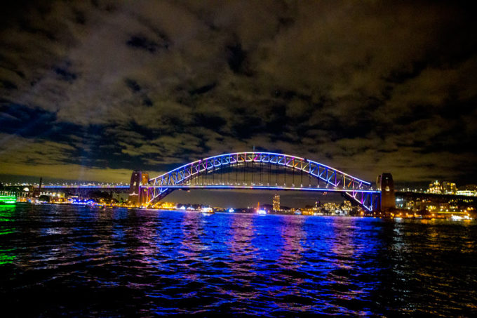 VIvid Sydney lights from our Harbour Cruise