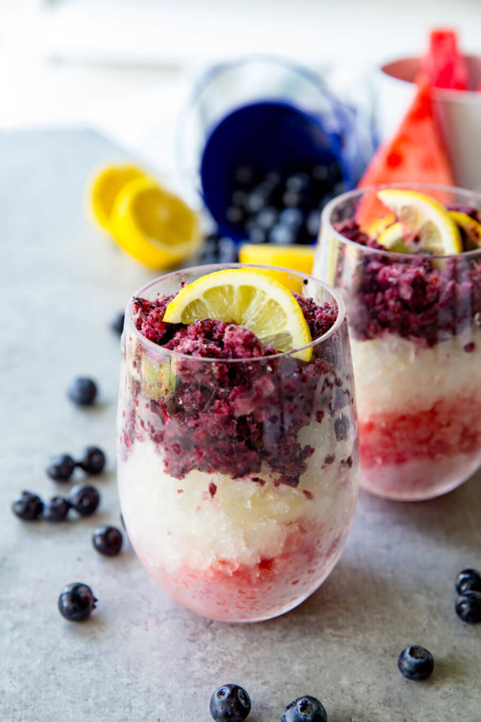 Fresh fruit granita, a layered fruit ice that is loaded with flavor