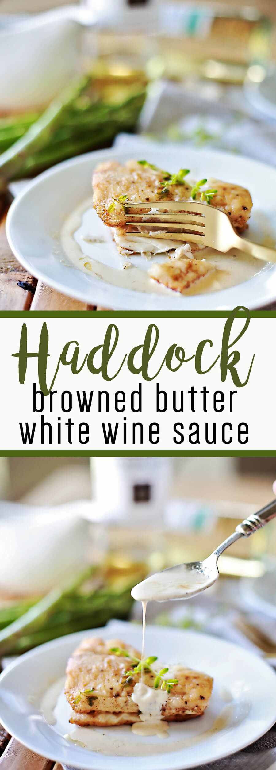 Baked haddock recipes with Browned Butter White Wine Sauce:Flaky haddock pan fried, and served with a browned butter white wine sauce