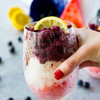 Fresh fruit granita, a layered fruit ice that is loaded with flavor