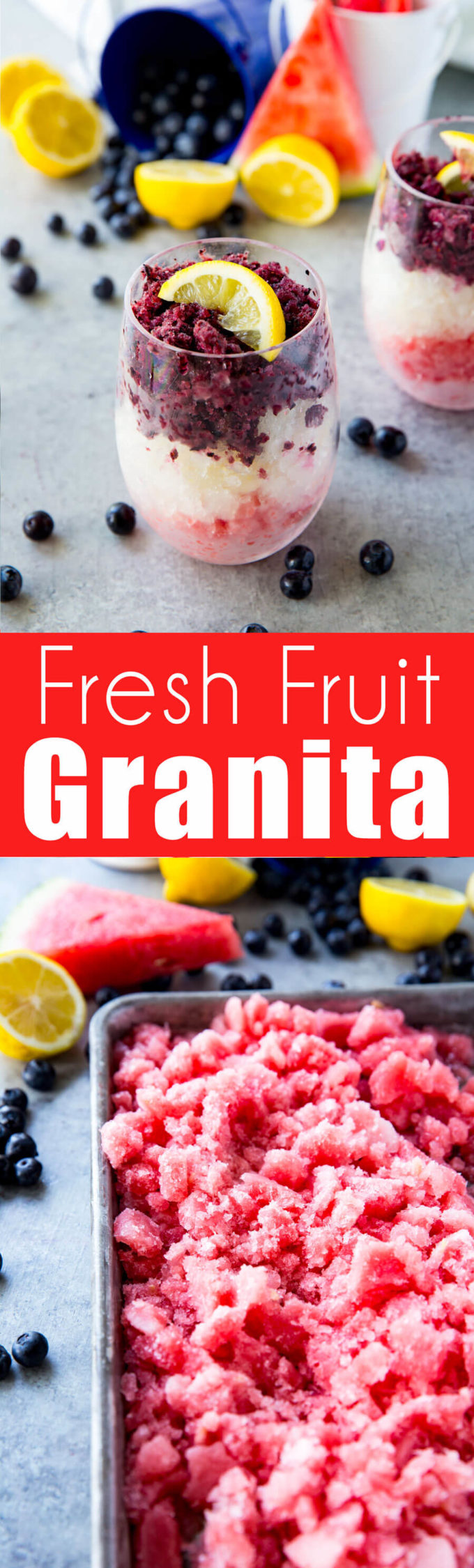 Fresh fruit granita, a layered fruit ice that is loaded with flavor