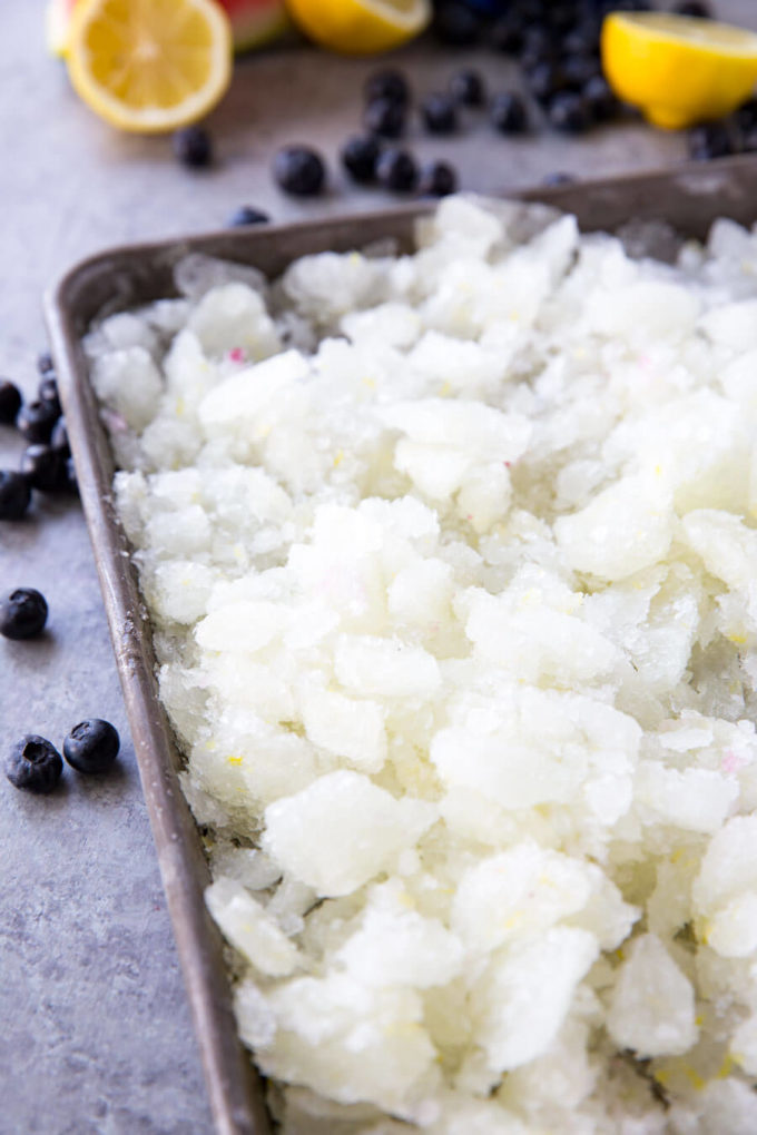 Fresh fruit granita, a layered fruit ice that is loaded with flavor