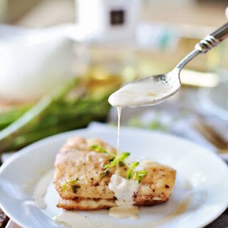 Flaky haddock pan fried, and served with a browned butter white wine sauce