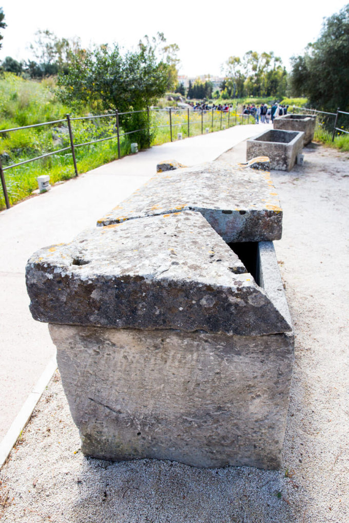 Archeological park in Siracusa Italy, greek and roman amphitheaters