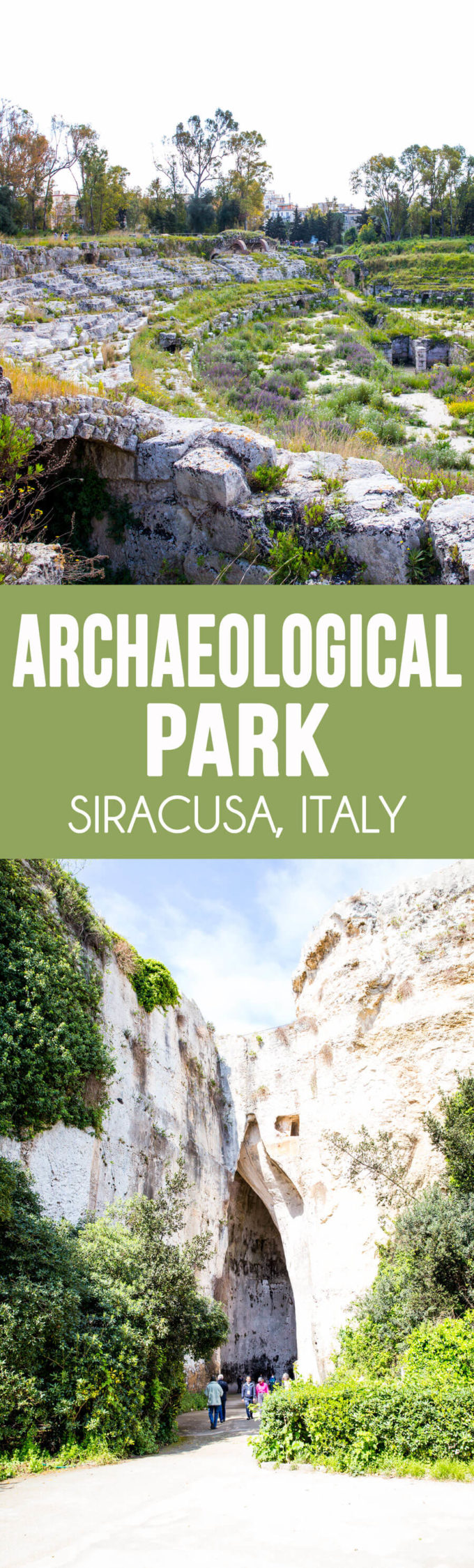 Archaeological park in Siracusa Italy, greek and roman amphitheaters