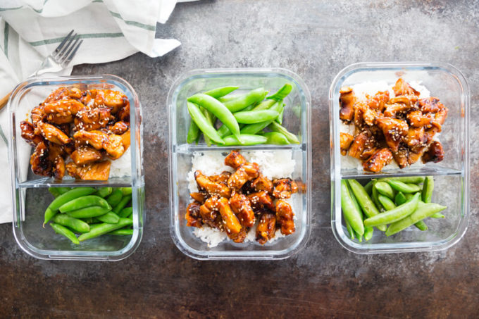 Meal prep chicken- easy make ahead lunches for ginger orange chicken meal prep
