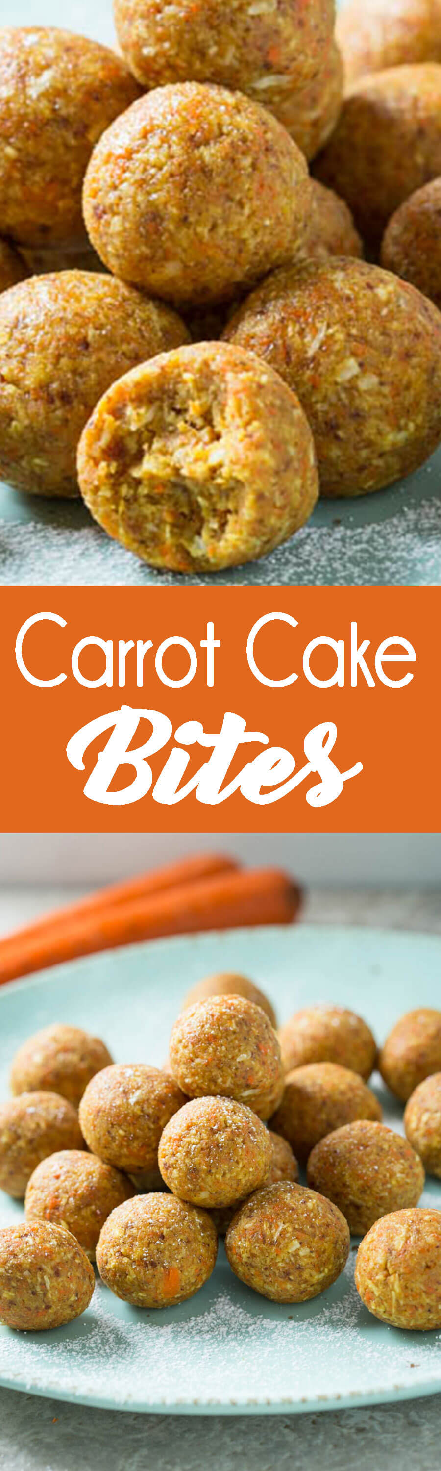 Easy to make carrot cake bites, taste like dessert, but are pretty darn healthy! 