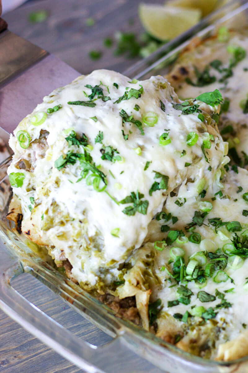 These easy pork enchiladas are quick to put together, packed with flavor 