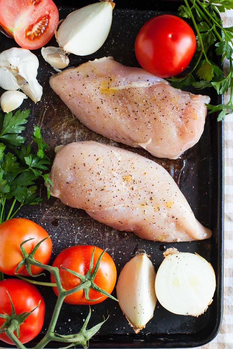 roast chicken with sheet pan tomato sauce