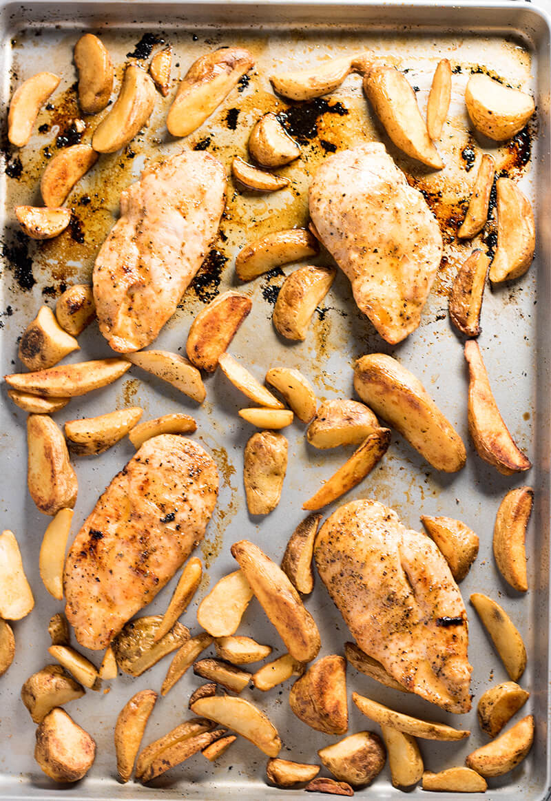 sheet pan Cajun chicken and fries