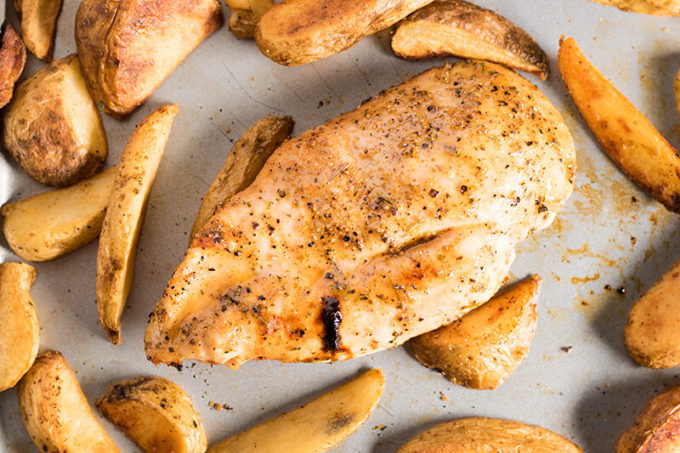 sheet pan cajun chicken and fries