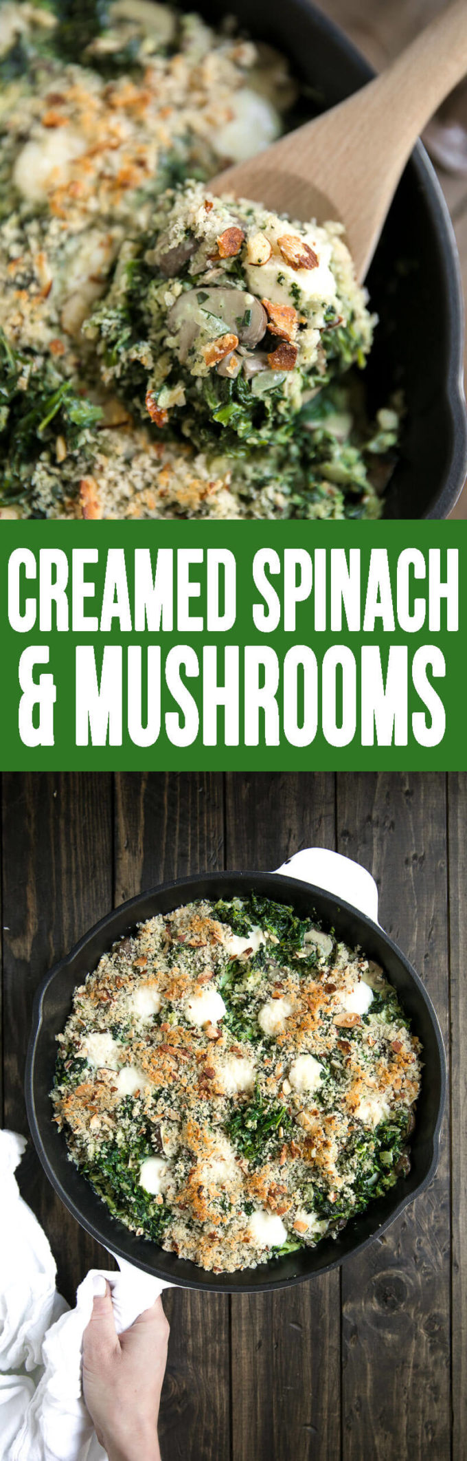 Creamed spinach and mushrooms