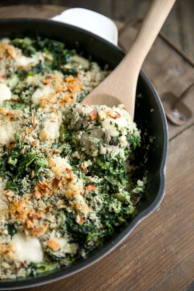 Easy Creamed Spinach and Mushrooms